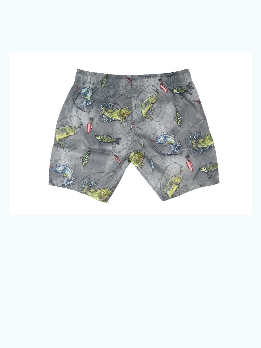 Psycho Tuna Men's Fishing Print Swim Trunks - Gray